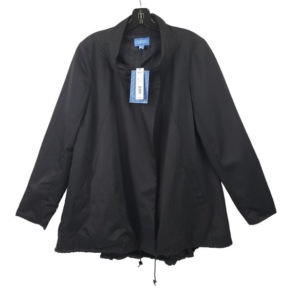 Simply Vera Vera Wang Vibrant Bloom Full Zip Windbreaker Womens 14 Black NEW - Picture 1 of 16
